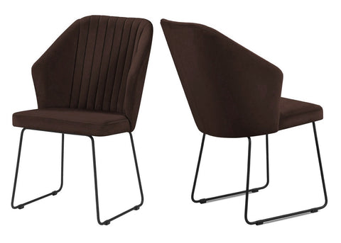 Olga - Brown Modern Metal Base Dining Chair, Set of 2-Chair Set-Belle Fierté