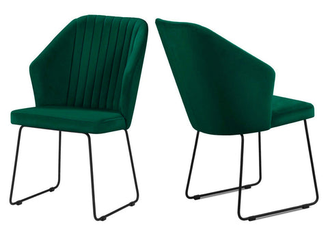 Olga - Green Modern Metal Base Dining Chair, Set of 2-Chair Set-Belle Fierté