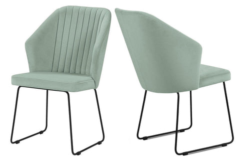 Olga - Light Green Modern Metal Base Dining Chair, Set of 2-Chair Set-Belle Fierté
