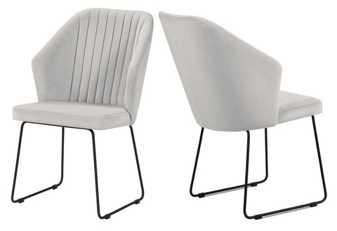 Olga - Ivory Modern Metal Base Dining Chair, Set of 2-Chair Set-Belle Fierté