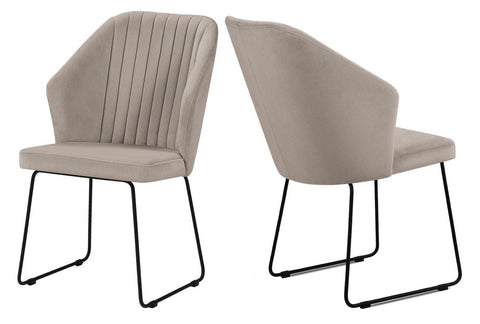 Olga - Mink Modern Metal Base Dining Chair, Set of 2-Chair Set-Belle Fierté