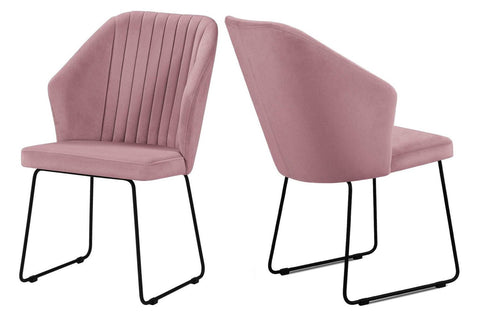 Olga - Pink Modern Metal Base Dining Chair, Set of 2-Chair Set-Belle Fierté