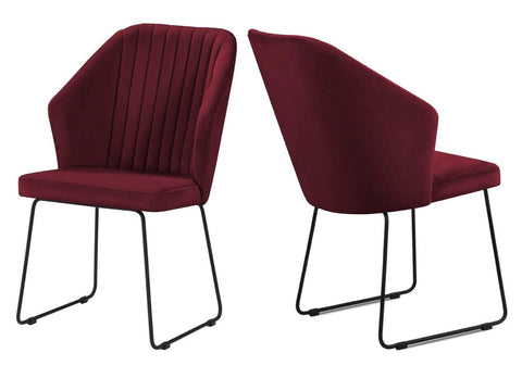 Olga - Red Modern Metal Base Dining Chair, Set of 2-Chair Set-Belle Fierté