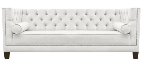 Amelia - Off-White Velvet 3 Seater Chesterfield Sofa-Sofa-Belle Fierté