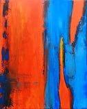 Abstract Acrylic Canvas, Handmade Painting - "Orange Blue"-Wall art-Belle Fierté