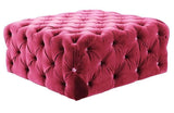 Zoe - Swarovski Crystals Tufted Ottoman, Chesterfield Coffee Table-Benches & Ottomans-Belle Fierté