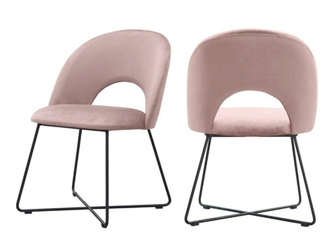 Palma - Pink Velvet Metal Base Dining Chair, Set of 2-Chair Set-Belle Fierté