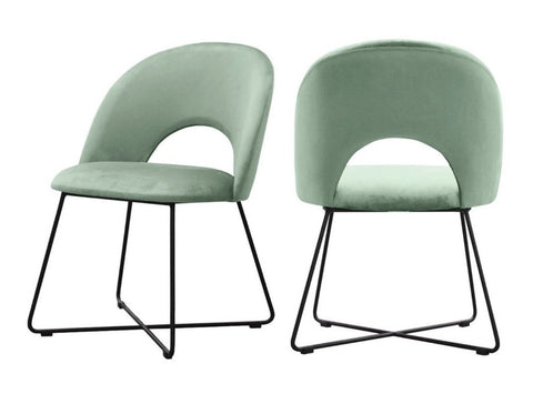 Palma - Sage Green Velvet Metal Base Dining Chair, Set of 2-Chair Set-Belle Fierté