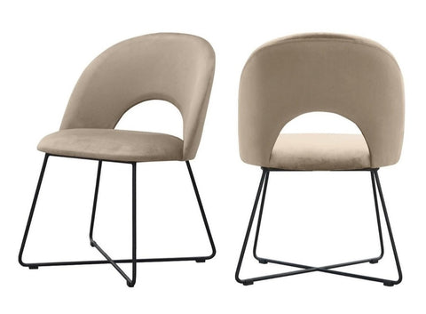 Palma - Taupe Velvet Metal Base Dining Chair, Set of 2-Chair Set-Belle Fierté