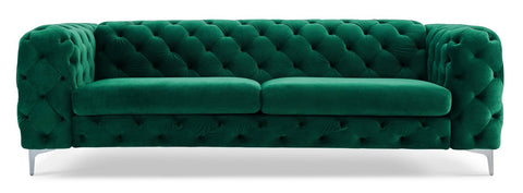 Paria - Green Contemporary Chesterfield 3 Seater Velvet Sofa-Sofa-Belle Fierté