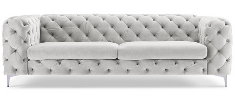 Paria - Light Grey Contemporary Chesterfield 3 Seater Velvet Sofa-Sofa-Belle Fierté