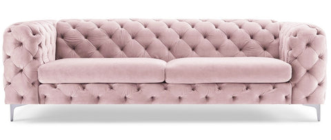 Paria - Light Pink Contemporary Chesterfield 3 Seater Velvet Sofa-Sofa-Belle Fierté
