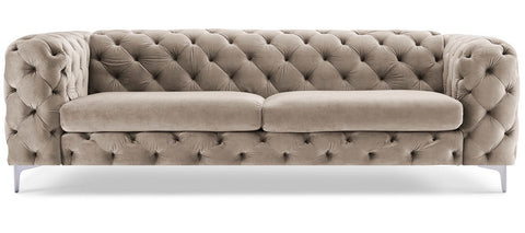 Paria - Mink Contemporary Chesterfield 3 Seater Velvet Sofa-Sofa-Belle Fierté