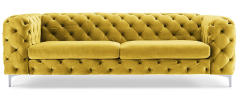 Paria - Yellow Contemporary Chesterfield 3 Seater Velvet Sofa-Sofa-Belle Fierté