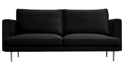 Presto - Black Velvet Modern 3 Seater Sofa-Sofa-Belle Fierté