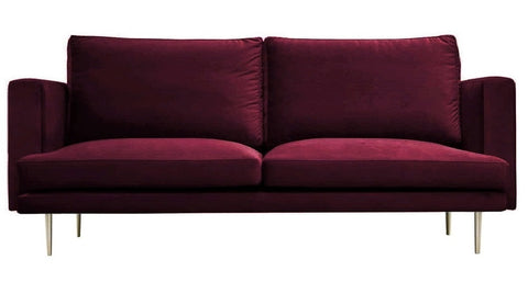 Presto - Burgundy Velvet Modern 3 Seater Sofa-Sofa-Belle Fierté