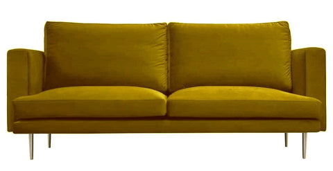 Presto - Yellow Velvet Modern 3 Seater Sofa-Sofa-Belle Fierté