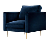 Presto - Navy Blue Contemporary Velvet Armchair-Armchair-Belle Fierté