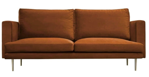 Presto - Burnt Orange Velvet Modern 3 Seater Sofa-Sofa-Belle Fierté