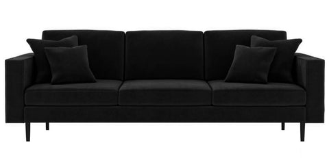 Pria - Black Velvet Modern 4 Seater Sofa-Sofa-Belle Fierté