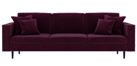 Pria - Burgundy Velvet Modern 4 Seater Sofa-Sofa-Belle Fierté