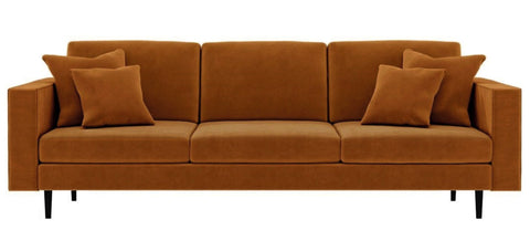 Pria - Orange Velvet Modern 4 Seater Sofa-Sofa-Belle Fierté