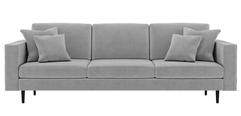 Pria - Grey Velvet Modern 4 Seater Sofa-Sofa-Belle Fierté