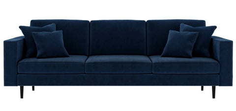Pria - Navy Blue Velvet Modern 4 Seater Sofa-Sofa-Belle Fierté
