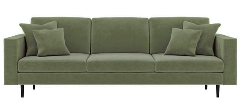 Pria - Sage Green Velvet Modern 4 Seater Sofa-Sofa-Belle Fierté