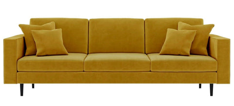 Pria - Yellow Velvet Modern 4 Seater Sofa-Sofa-Belle Fierté