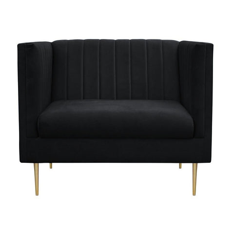 Prima - Black Velvet Armchair-Armchair-Belle Fierté