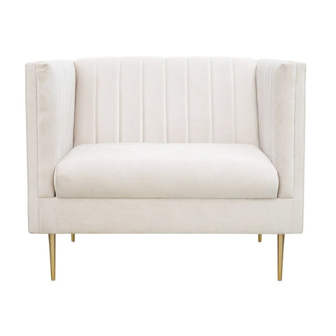 Prima - Cream Velvet Armchair-Armchair-Belle Fierté
