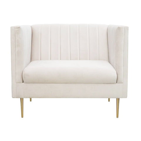 Prima - Cream Velvet Armchair-Armchair-Belle Fierté