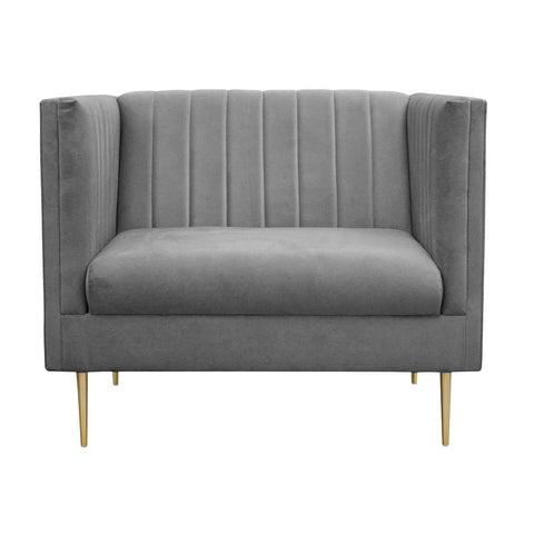 Prima - Grey Velvet Armchair-Armchair-Belle Fierté