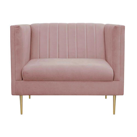Prima - Pink Velvet Armchair-Armchair-Belle Fierté