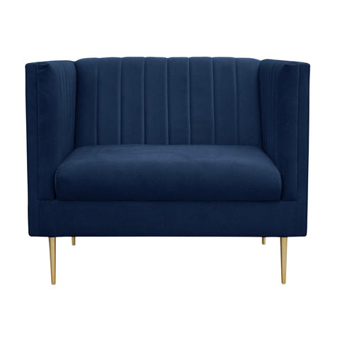 Prima - Navy Blue Velvet Armchair-Armchair-Belle Fierté