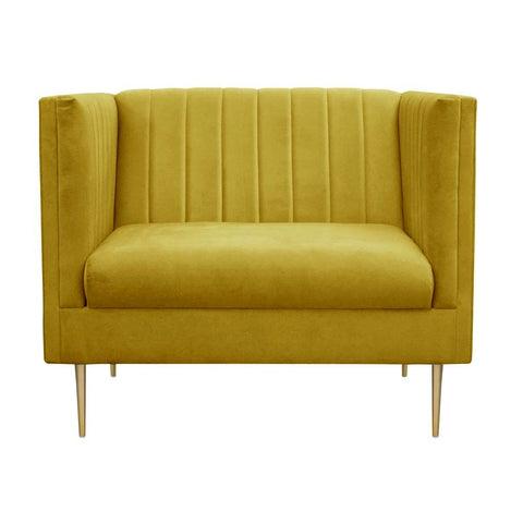 Prima - Yellow Velvet Armchair-Armchair-Belle Fierté