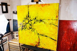 Handmade Acrylic Canvas Abstract Painting, 80x80cm - "Yellow"-Wall art-Belle Fierté