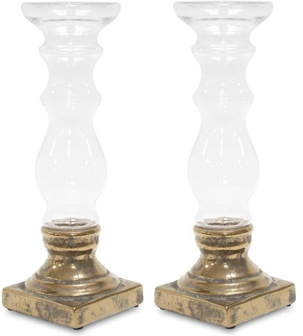 Gusto - Pair of Glass Candle Holders, Chic Home Decoration-Christmas Decorations-Belle Fierté