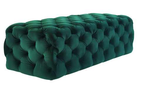 Rachel - Green Tufted Velvet Ottoman, Upholstered Bench-Ottomans and Footstools-Belle Fierté