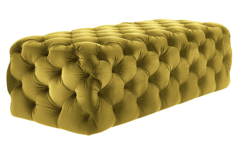 Rachel - Mustard Tufted Velvet Ottoman, Upholstered Bench-Ottomans and Footstools-Belle Fierté