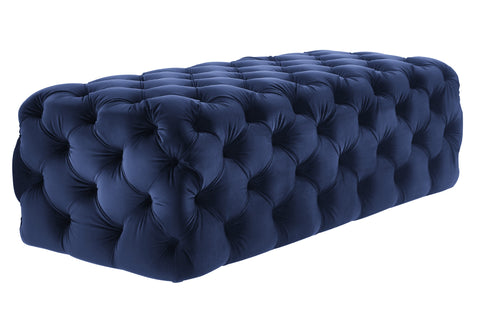 Rachel - Navy Blue Tufted Velvet Ottoman, Upholstered Bench-Ottomans and Footstools-Belle Fierté