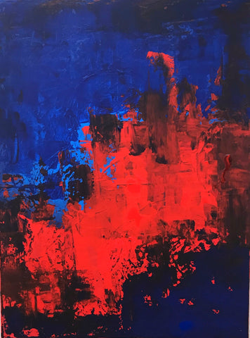 Abstract Handmade Acrylic Painting on Canvas - "Red n Blue"-Wall art-Belle Fierté