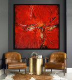 Handmade Original Acrylic Fine Canvas Abstract Painting 80x80cm - "Red"-Wall art-Belle Fierté