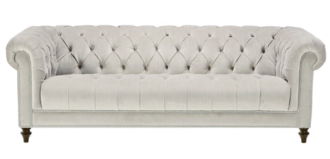 Romford - Beige Velvet 3 Seater Chesterfield Sofa-Sofa-Belle Fierté