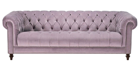 Romford - Lilac Velvet 3 Seater Chesterfield Sofa-Sofa-Belle Fierté