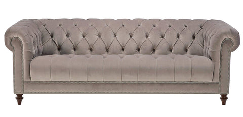 Romford - Mink Velvet 3 Seater Chesterfield Sofa-Sofa-Belle Fierté