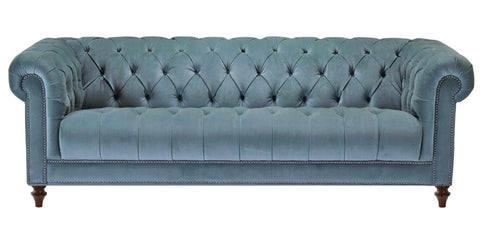 Romford - Turquoise Velvet 3 Seater Chesterfield Sofa-Sofa-Belle Fierté
