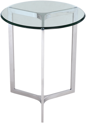 FRANCE- Luxury Glass Top Chrome Base Round Side Table-Side Tables-Belle Fierté