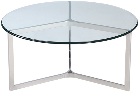 MABRO- Round Luxury Glass Coffee Table, Chrome Base Glamour Coffee Table-Coffee table-Belle Fierté